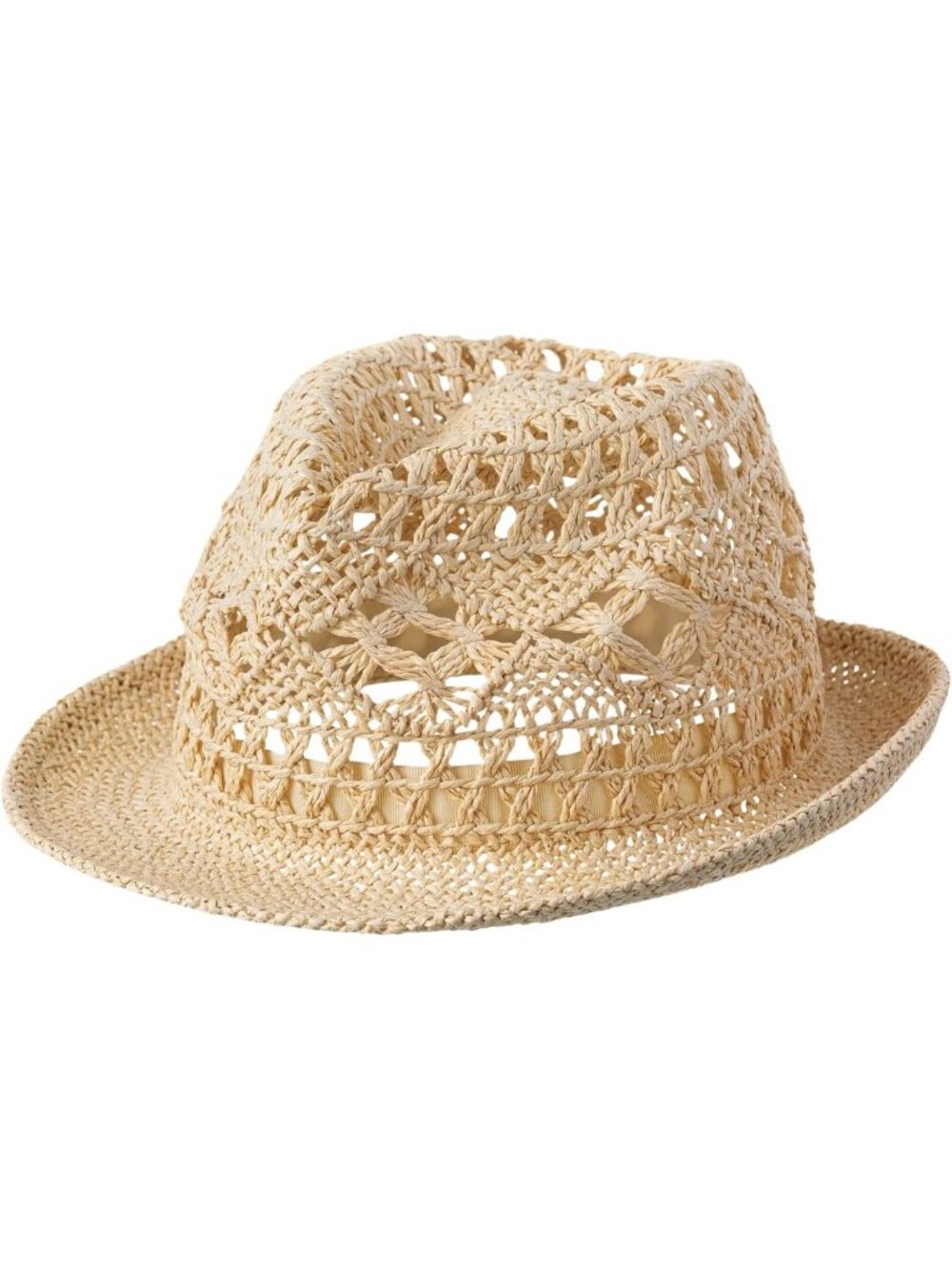 Chic Cream Open Weave Straw Fedora Hat - Ultra-Breathable, Stylish Sun